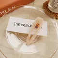 Rectangle cutout marble hair clip in cream and brown with golden metal fastener - Ink Light Pink - Waterdrop