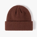Classic ribbed knit beanie for winter in coffee brown color with cuffed edge design - One Size / Camel Coffee