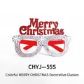 Silver glittery Merry Christmas glasses with red frame for festive party decorations - Silver Merry Christmas Glasses