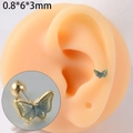 Orecchino a farfalla blu in acciaio inossidabile dorato con chiusura a vite 0.8x6x3mm - Farfalla Blu Grigio Dorata