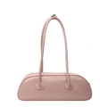 Minimalist pink leather underarm bag with high capacity and sleek baguette design - Pink