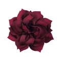 Detailed macro shot of burgundy 8cm multilayered pointed lotus fabric flower hair accessory - Wine Red