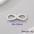 Silver infinity symbol pendant charm in stainless steel for DIY jewelry, size 40x16mm - Silver Infinity Style (KLJ512-Z)