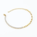 Pulsera de acero inoxidable chapado en oro 18K con eslabones de tenis CZ y cadena box - Pulsera