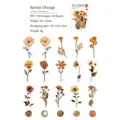 40-piece orange botanical PET stickers set with 20 unique floral and wax seal designs - 40 Pieces / Sunny Orange