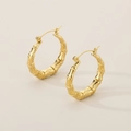 Minimalistische goldene U-förmige Bambus-Ohrringe aus Edelstahl für Damen - Gold (KE114297-KFC)