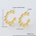 18k gold plated copper ear cuff set featuring polished ball design and 2cm height - Gold Plated Small Bead Ear Cuff EL04-4