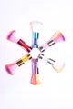 Lot de brosses à ongles avec manches pailletés et poils synthétiques dégradés doux - Brosse À Poussière Bleue Arc-en-ciel Moyenne N° 25