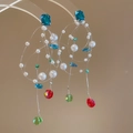 Orecchini a nappa con perline, cristalli colorati a goccia e perle bianche eleganti - 8# Orecchini a Bottone con Nappe di Perline e Perle di Vetro con Strass