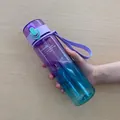 560ml blue-purple gradient matte sports water bottle with green lock and purple strap - 560ml Blue Purple Gradient