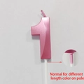 Metallic pink number 1 birthday candle with pearlescent finish and plastic stick - 1 / Pink