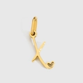 Pendentif lettre K en acier titane doré poli avec un petit détail de cœur ajouré - Lettre X