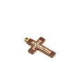 Detail of gold-edged cross pendant with deep red enamel and white rhinestone center - Single Hanging Cross Dotted Drill Enamel (F2270) / 18x29mm / Red