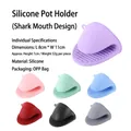 Silicone heat resistant pot holder clips in seven bright colors for kitchen use - Fish-mouth Hand Clamps (2 Pieces/pair) / Red