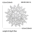 Spilla a girasole in argento con strass trasparenti e design rotondo da 6,5 cm - Argento