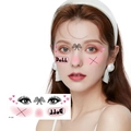 Waterproof face tattoo stickers FF-031 featuring pink hearts and black bow doll designs - Bowknot Heart Eyes Style (F-031)