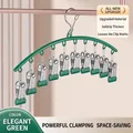 Multi-functional curved drying rack with 10 green non-slip clips in luxury green finish - 10 Clips - Olive Green