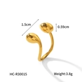 Vista detallada del anillo de acero inoxidable de 18K con diseño de gota y medidas - Estilo Abierto de Doble Gota de Agua (HC-R30015)