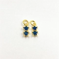 Golden double star pendant with deep blue crystals and micro-set cubic zirconia charms - Dark Blue
