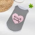 Gilet pour chien à rayures noires et blanches avec cœur rose et imprimé HELLO lovely - S / Cœur Noir et Blanc