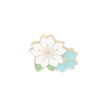 Chic dopamine style white and blue flower brooch with gold finish for hats and clothing - White And Light Blue Sakura Style (XZ3350)