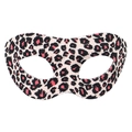 Pink and black leopard print plush masquerade mask for Halloween costume parties - Pink and Black Leopard