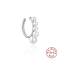 Ear cuff de plata esterlina S925 con cinco perlas blancas graduadas y diseño minimalista - Plata 925/Perla / Color Platino (Individual)
