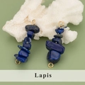 Deep blue natural lapis lazuli stone pendant with golden rings for DIY jewelry - 08S Lapis Lazuli (Set of 4)