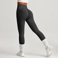 Zwarte yoga legging met hoge taille en scrunch butt effect met geribbelde textuur voor sport - S / Zwart