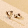 Hartvormige oorringen van S925 sterling zilver met een gepolijste zilveren afwerking - 925 zilver / Witgoud