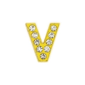 8mm gold finish letter V charm accessory with sparkling rhinestones for DIY bracelets - 8mm Gold Rhinestone Letter-V