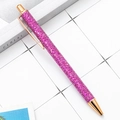 Elegant pink glitter ballpoint pen with luxury rose gold metallic clip and accents - Rose Red Scale (Rose Gold Trim)