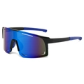 Athletic cycling sunglasses with blue mirror lenses and black frame for running sports - Black Blue Frame Mirror Lens