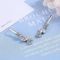 Elegant fox-shaped drop earrings in silver finish with sparkling zircon stones - Fox Pendants / White Diamond/Silver