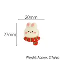 Cute resin bunny DIY charm with striped scarf for crafts, 20x27mm glossy rabbit accessory - Christmas Rabbit