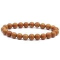 Tiger eye beaded bracelet featuring 8mm natural brown stones on an elastic band - Wood Grain