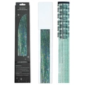 Sparkly blue-green glitter hair tinsel with 60cm length and easy-to-use smart clip - 6 Pieces Set / Laser Peacock Blue (6-Piece Set)