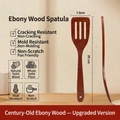 Ebony wood slotted spatula 35x7.8cm handcrafted from solid wood for non-stick pans - 35cm*7.8cm