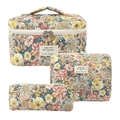 Three-piece quilted floral makeup bag set with multicolored flower print patterns - Minamiedahana