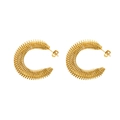 Chic 18k gold plated stainless steel spring coil earrings in a minimalist C-hoop style - k109/Fine Wire Spiral Wrapped C-Hoop