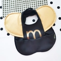 Wasserdichtes Baby Lätzchen mit goldenen Elefantenohren und M-Druck in Schwarz - Flügel - Schwarze Und Goldene Buchstaben / Einheitsgröße