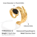 Detail of snake ring in stainless steel with black oval inlay and scale texture - Gold Snake Style (YYR025311-G)