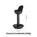 Vintage black cast iron candle holder with 16.5cm height and 8.5cm round base - Vintage Candlestick 6995-1