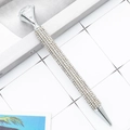 Elegant silver ballpoint pen with sparkling crystals and large diamond top ornament - 1.0mm Bullet Tip / Silver
