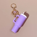 Purple mini tumbler keychain with butterfly charm and golden metal hardware - Butterfly Light Purple