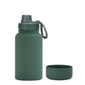 650ml matte dark green stainless steel insulated bottle with silicone boot and handle - 650ml / Moss Green - Sport