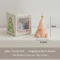 Pink gnome shaped scented candle with gold bell and holiday gift box, 9cm height - Tender Pink (Berlin Girl)