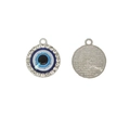 Silver alloy evil eye round pendant with blue enamel and sparkling rhinestones - 2# Silver Round