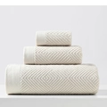 Three-piece set of ivory white cotton towels with luxury diamond weave texture - Square Towel 35x35cm / Ivory