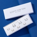 Elegant 7-pair weekly stud earring set with rhinestones and gold hoops in a white gift box - 7 Pairs Rhinestone & Thin Gold Hoops Set (NS-11031-4)